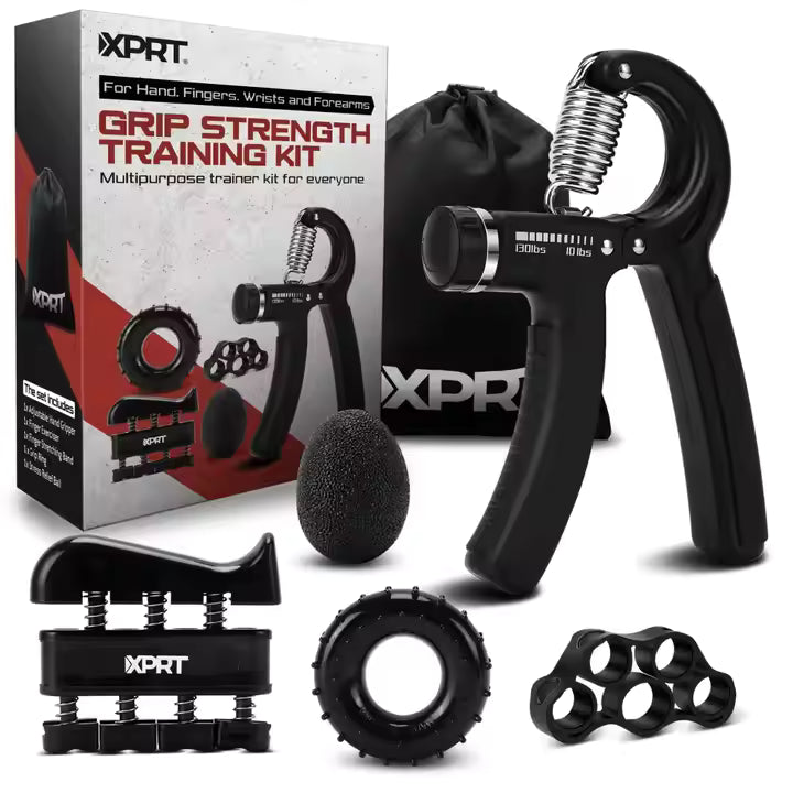 XPRT Grip Strength Training Kit - 5 Piece Set for Hand, Finger, Wrist, and Forearm